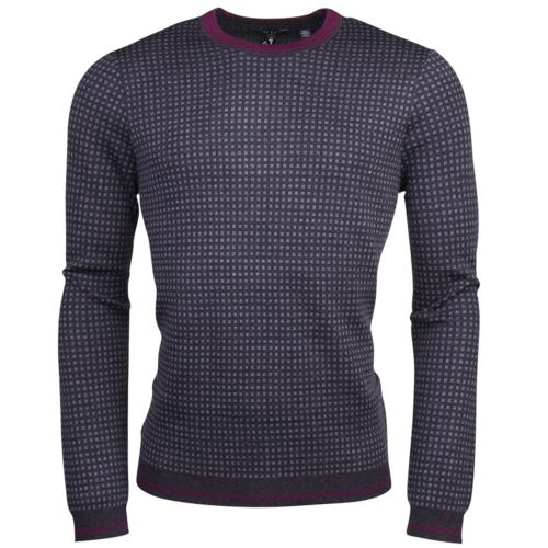 Mens Grey Marl Parvine Jacquard Knitted Jumper 14268 by Ted Baker from Hurleys