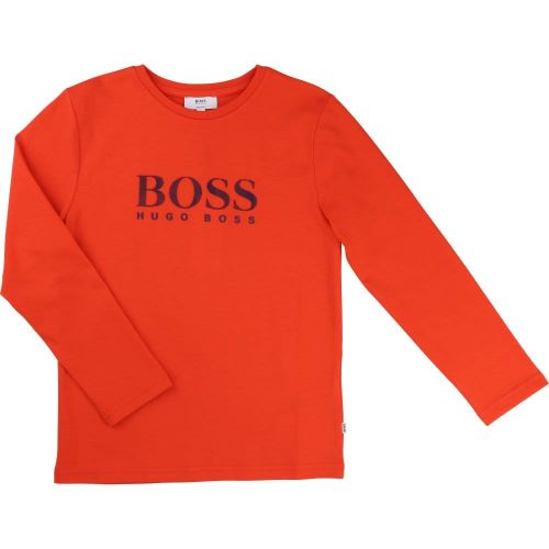 Boys Red Branded L/s Tee Shirt 16675 by BOSS from Hurleys