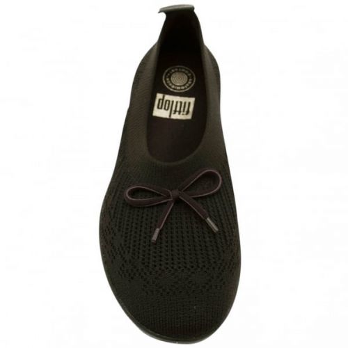 Womens All Black Uberknit™ Slip-On Ballerina Shoes 15467 by FitFlop from Hurleys
