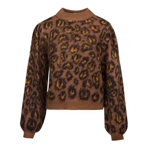 Womens Toffee Vivild Animal Funnel Neck Knitted Jumper 49752 by Vila from Hurleys