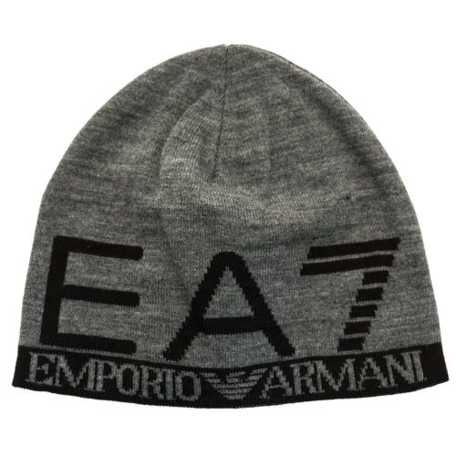 Mens Grey Melange Train Visibility Beanie Hat 64422 by EA7 from Hurleys