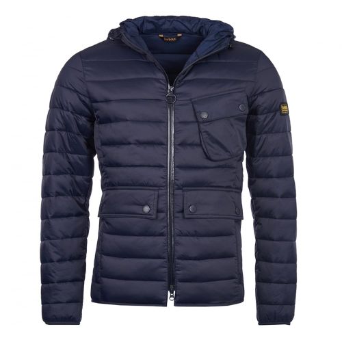 Mens Navy Ouston Hooded Quilted Jacket 64661 by Barbour International from Hurleys