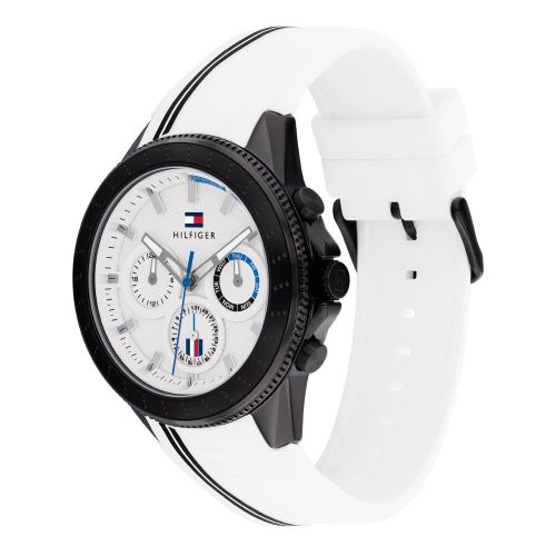 Mens White/Black Aiden Silicone Strap Watch 94811 by Tommy Hilfiger from Hurleys