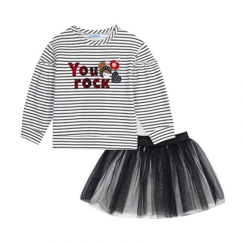 Girls Black/White Tulle Skirt Dress 75328 by Mayoral from Hurleys