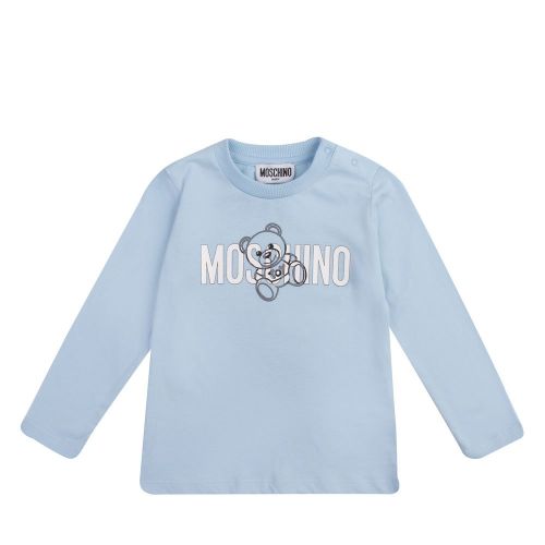 Baby Sky Blue Silver Toy Logo L/s T Shirt 90500 by Moschino from Hurleys
