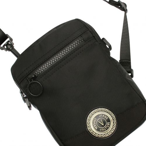 Mens Black Logo Emblem Small Crossbody Bag 84725 by Versace Jeans Couture from Hurleys