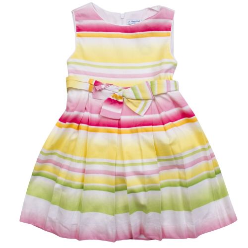 Girls Yellow Striped Bow Dress 22562 by Mayoral from Hurleys