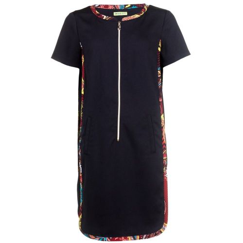 Womens Black Patterned Trim Zip Detail Dress 68007 by Versace Jeans from Hurleys