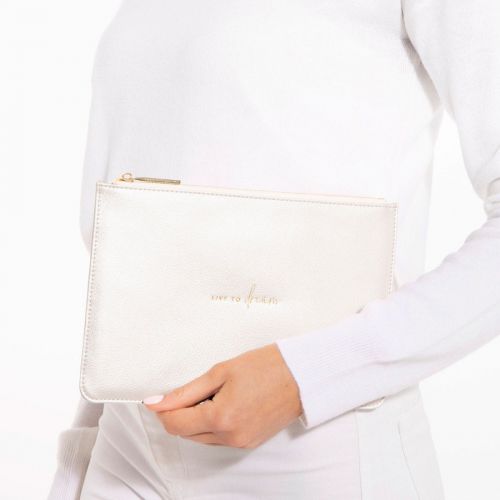 Womens Metallic White Live To Dream Perfect Pouch 81691 by Katie Loxton from Hurleys