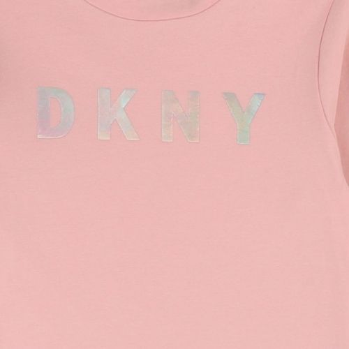 Girls Pink Shiny Logo L/s T Shirt 45369 by DKNY from Hurleys