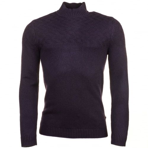 Mens Navy Winter Funnel Neck Knitted Jumper 61565 by Ted Baker from Hurleys