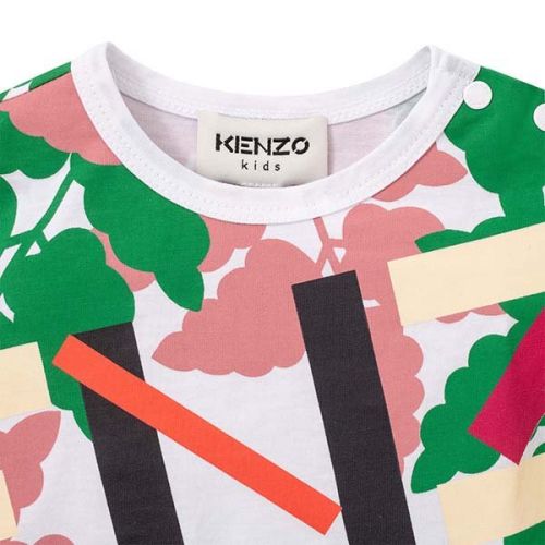 Girls White Animal L/s Pattern T-Shirt 111159 by Kenzo from Hurleys