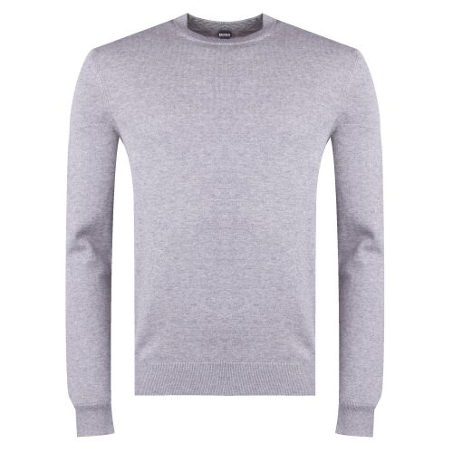 Casual Mens Light Grey Albonok Crew Neck Knitted Top 28228 by BOSS from Hurleys