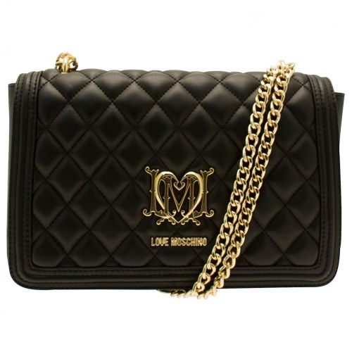 Womens Black Quilted Logo Shoulder Bag 17988 by Love Moschino from Hurleys