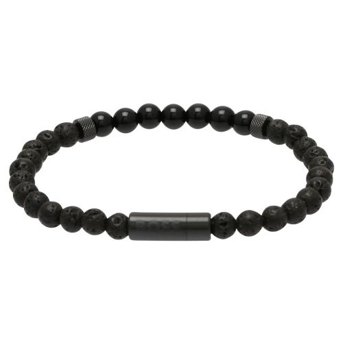 Mens Black Mixed Beads Bracelet 106862 by BOSS from Hurleys