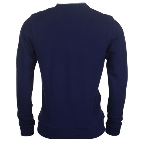 Mens Navy Taped Crew Pique Sweat Top 71270 by Lacoste from Hurleys
