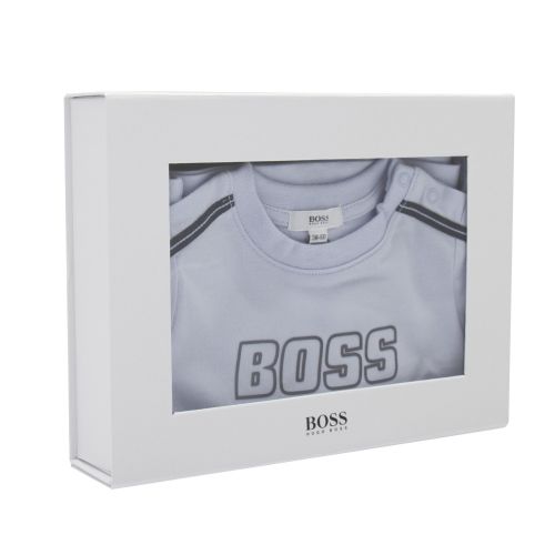 Baby Pale Blue Navy Logo L/s T Shirt & Pants Set 45479 by BOSS from Hurleys