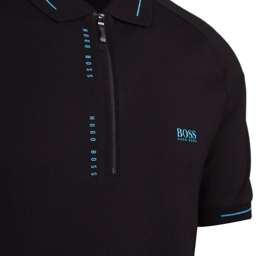 Athleisure Mens Black Philix Zip S/s Polo Shirt 81242 by BOSS from Hurleys