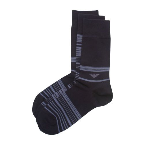Mens Navy Blue 3 Pack Socks 7069 by Emporio Armani from Hurleys