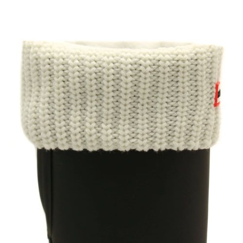 Womens White Tall Half Cardigan Stitch Wellington Sock 24996 by Hunter from Hurleys