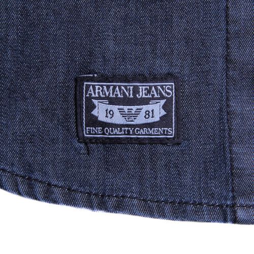 Mens Blue Denim Slim Fit L/s Shirt 73045 by Armani Jeans from Hurleys