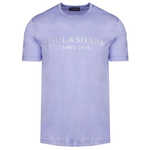 Mens Pale Blue Silver Chest Logo Custom Fit S/s T Shirt 36768 by Paul And Shark from Hurleys
