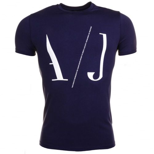 Mens Blue Letter Logo Slim Fit S/s Tee Shirt 61244 by Armani Jeans from Hurleys