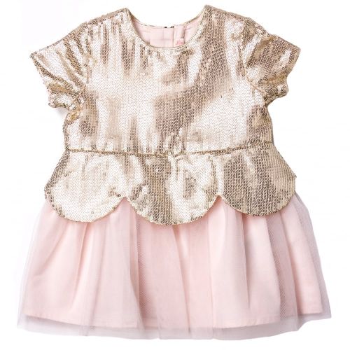 Baby Gold & Pink Sequin Scalloped Dress 65600 by Billieblush from Hurleys