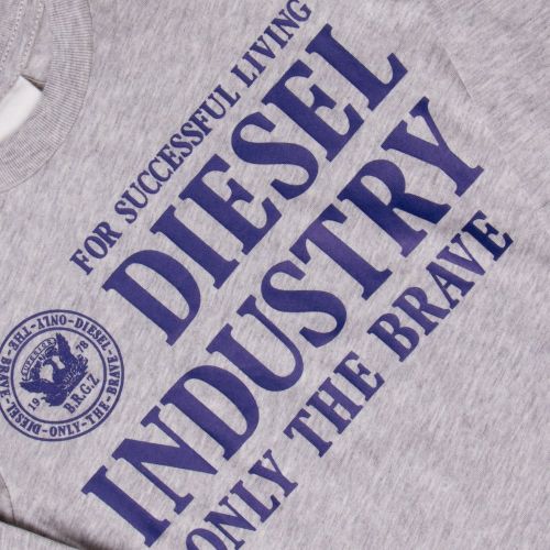 Boys New Grey Melange Branded L/s Tee Shirt 65150 by Diesel from Hurleys