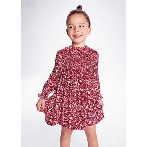 Girls Red Floral Smock Dress 95143 by Mayoral from Hurleys