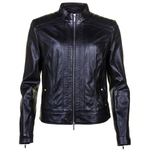 Womens Black Janabelle Leather Jacket 60221 by BOSS from Hurleys