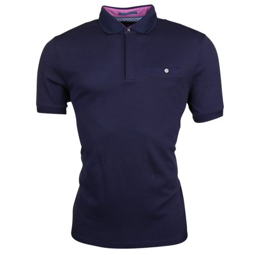 Mens Navy Witnay Textured S/s Polo Shirt 14211 by Ted Baker from Hurleys