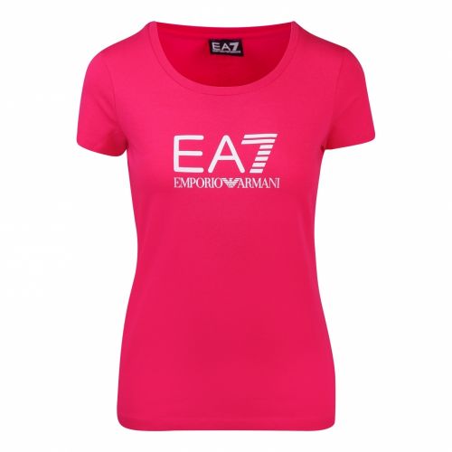 Womens Bright Pink Train Shiny Logo S/s T Shirt 57494 by EA7 from Hurleys