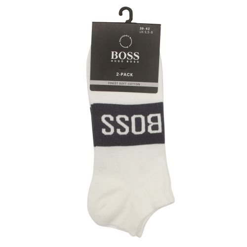 Mens White 2 Pack Logo Trainer Socks 86488 by BOSS from Hurleys