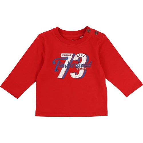 Boys Red Branded L/s T Shirt 13352 by Timberland from Hurleys