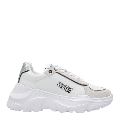 Womens White Glitter Trim Trainers 74259 by Versace Jeans Couture from Hurleys