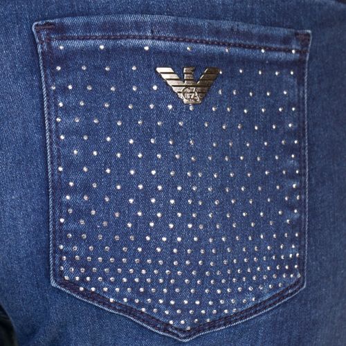 Womens Blue J28 Embellished Pocket Skinny Jeans 70325 by Armani Jeans from Hurleys