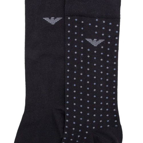 Mens Black Spot + Plain 2 Pack Socks 98599 by Emporio Armani from Hurleys