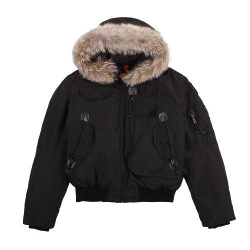 Boys Black Gobi Fur Hooded Jacket 93380 by Parajumpers from Hurleys