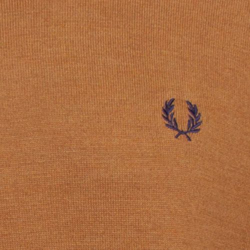 Mens Caramel Classic Crew Knitted Jumper 76998 by Fred Perry from Hurleys