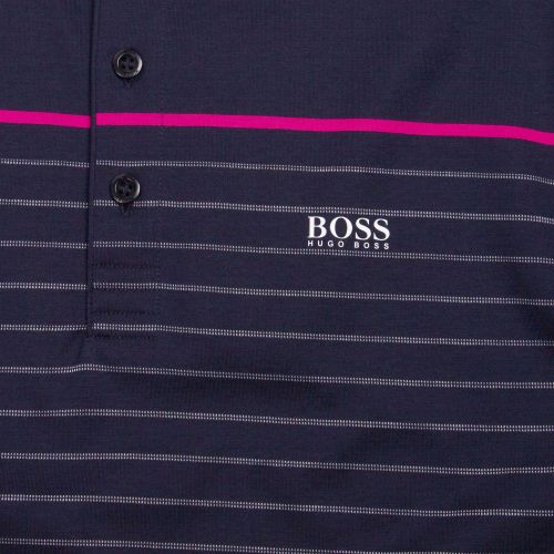 Athleisure Mens Navy Paule 8 Stripe Slim Fit S/s Polo Shirt 74056 by BOSS from Hurleys