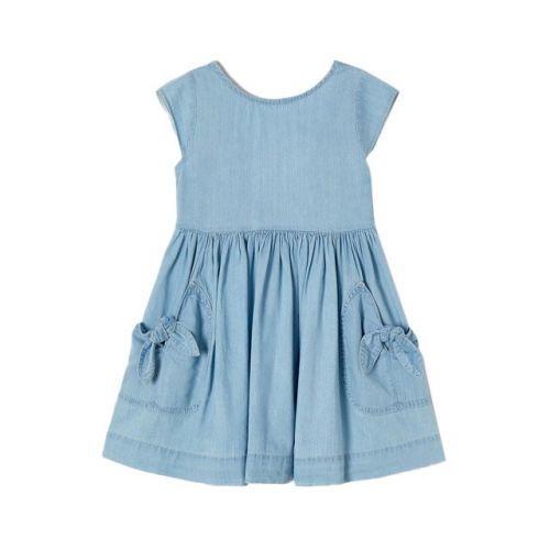 Girls Light Blue Chambray Pocket Dress 102555 by Mayoral from Hurleys