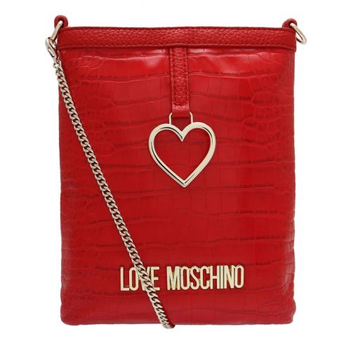 Womens Red Croc Heart Phone Crossbody Bag 95807 by Love Moschino from Hurleys