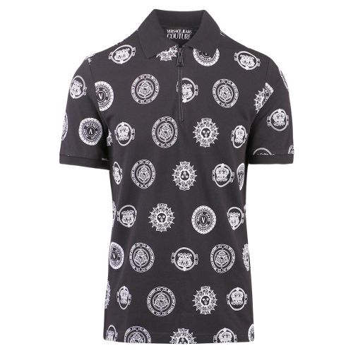 Mens Black Sun + Coin Print S/s Polo Top 105889 by Versace Jeans Couture from Hurleys