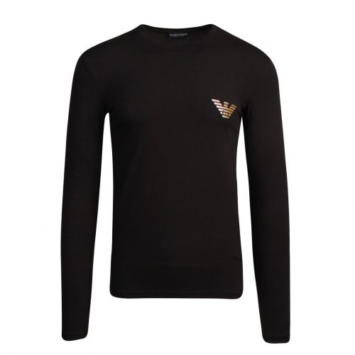 Mens Black/Bronze Small Eagle L/s T Shirt 78155 by Emporio Armani Bodywear from Hurleys