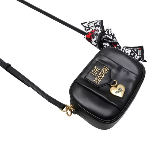 Womens Black Heart Charm Camera Bag 101619 by Love Moschino from Hurleys
