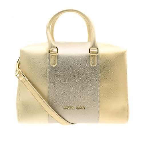 Womens Platinum Gold Crosshatch Tote Bag 69843 by Armani Jeans from Hurleys