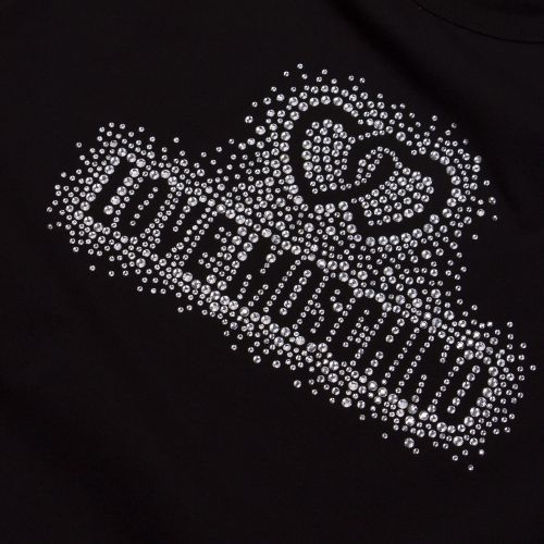 Womens Black Crystal Logo S/s T Shirt 73294 by Love Moschino from Hurleys