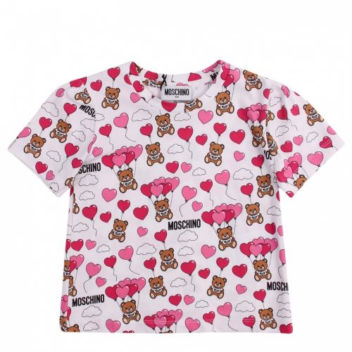 Girls White/Pink Toy Balloon Print S/s T Shirt 58409 by Moschino from Hurleys