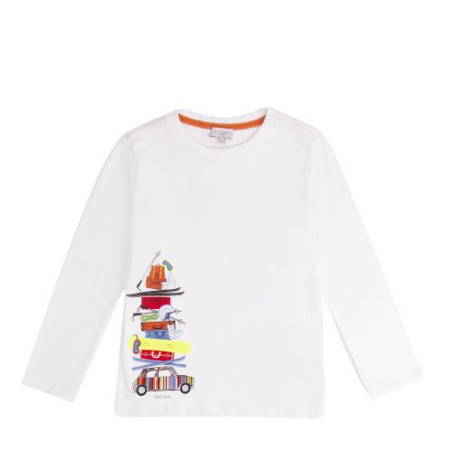 Boys White Mini Holiday L/s T Shirt 95927 by Paul Smith Junior from Hurleys
